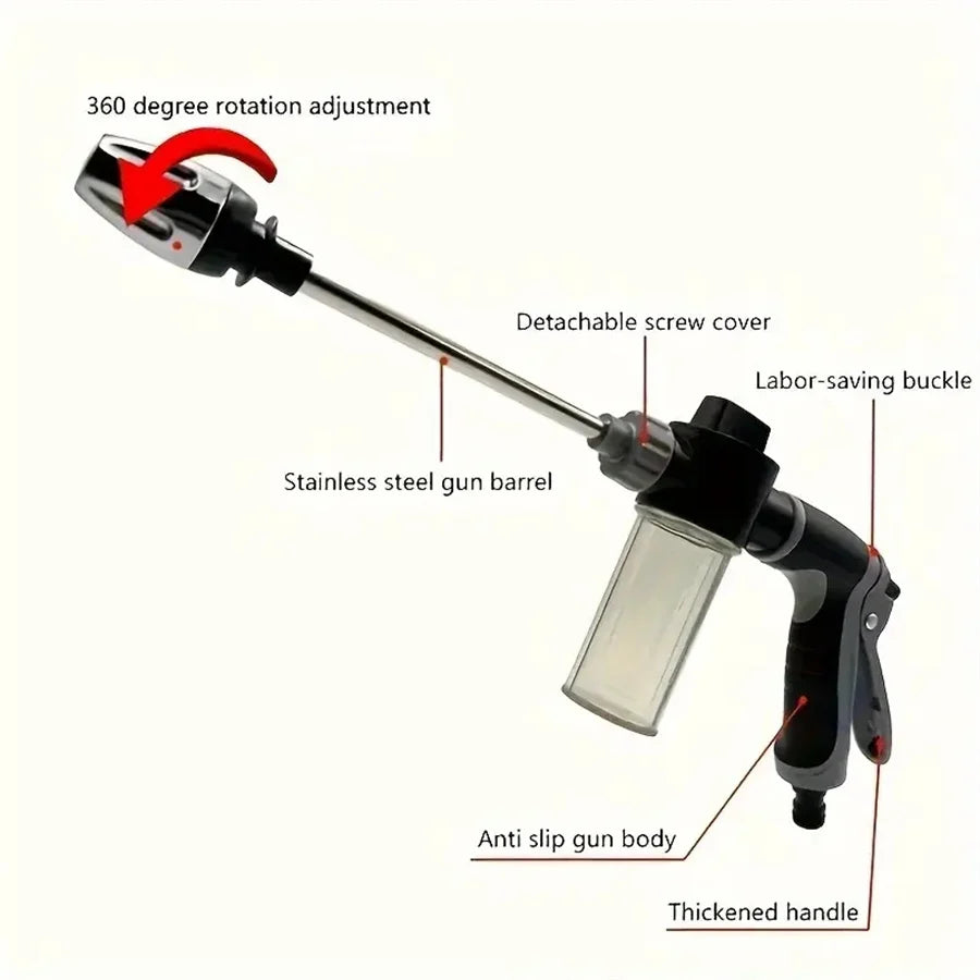 Portable High-Pressure Water Gun Adjustable Metal Cleaning Car Wash Machine Garden Watering Hose Nozzle Sprinkler Foam Water Gun