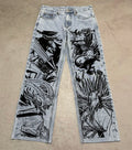 Harajuku Best Jujutsu Comic Jeans Streetwear Wide Leg Trouser Anime Baggy Jean High Waist Pants New Y2k Men Clothing