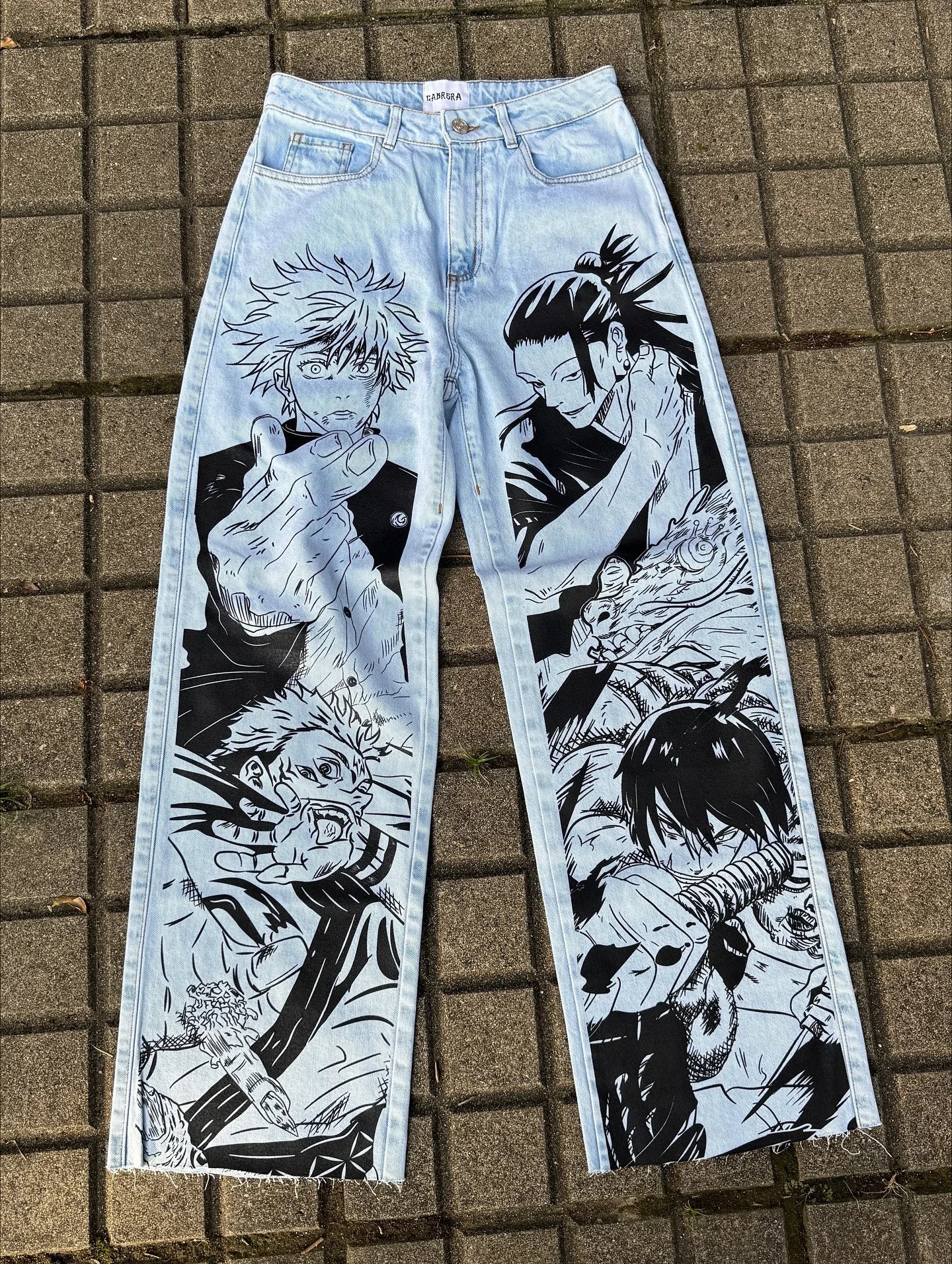 Harajuku Best Jujutsu Comic Jeans Streetwear Wide Leg Trouser Anime Baggy Jean High Waist Pants New Y2k Men Clothing