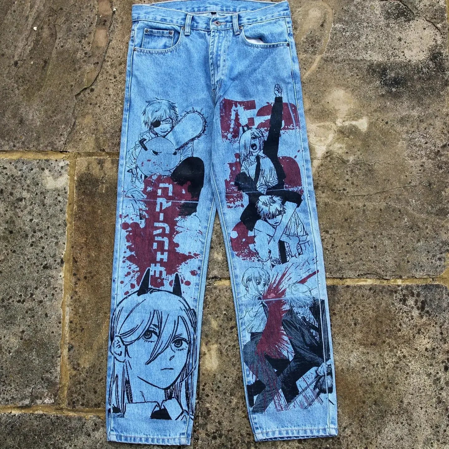 Harajuku Best Jujutsu Comic Jeans Streetwear Wide Leg Trouser Anime Baggy Jean High Waist Pants New Y2k Men Clothing